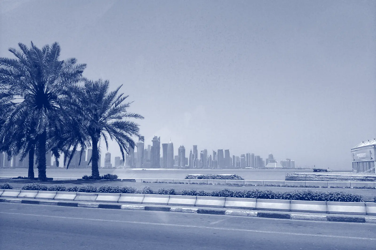 The Doha skyline across the bay from the Corniche